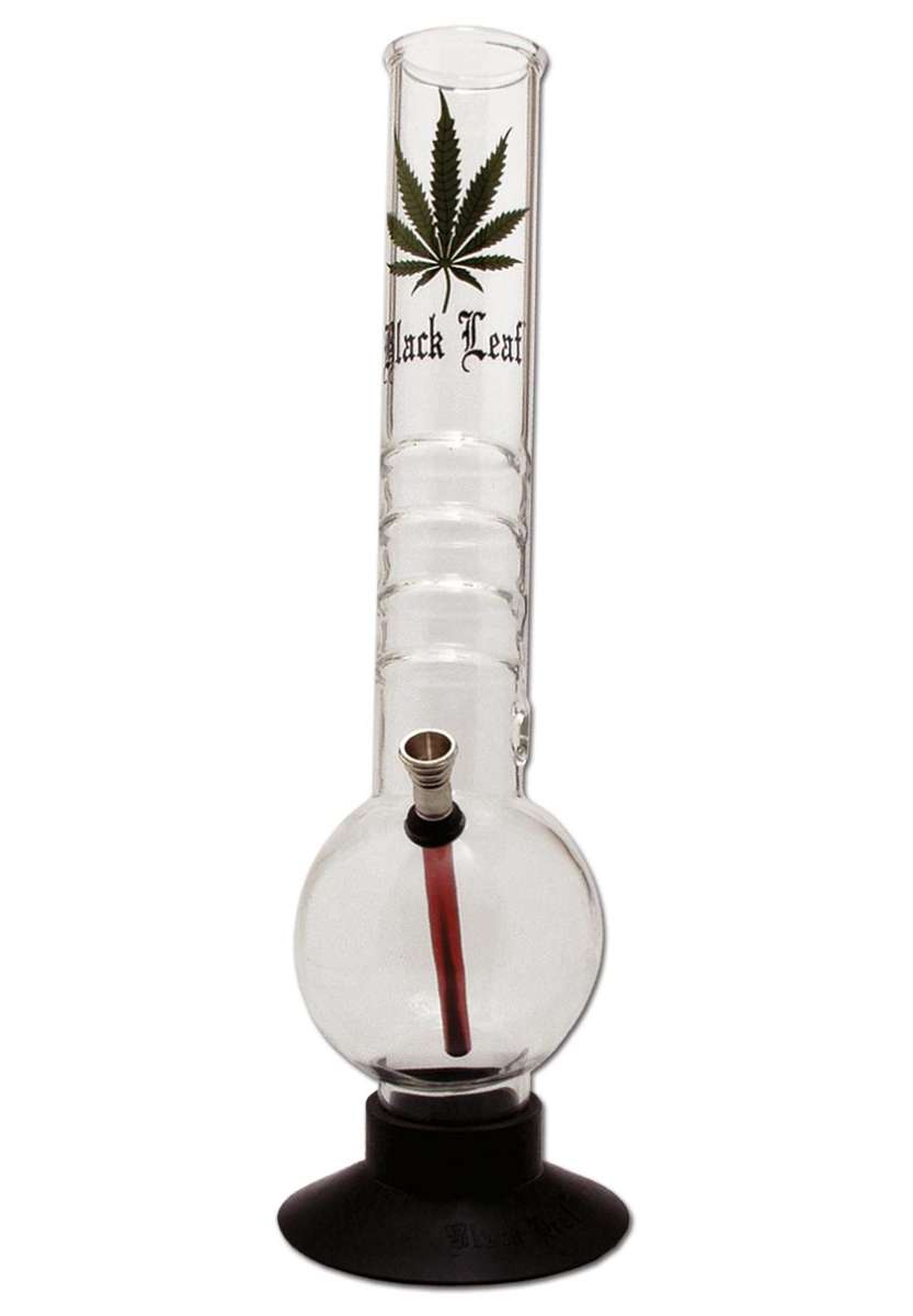 Black Leaf Glass Bong on a white background