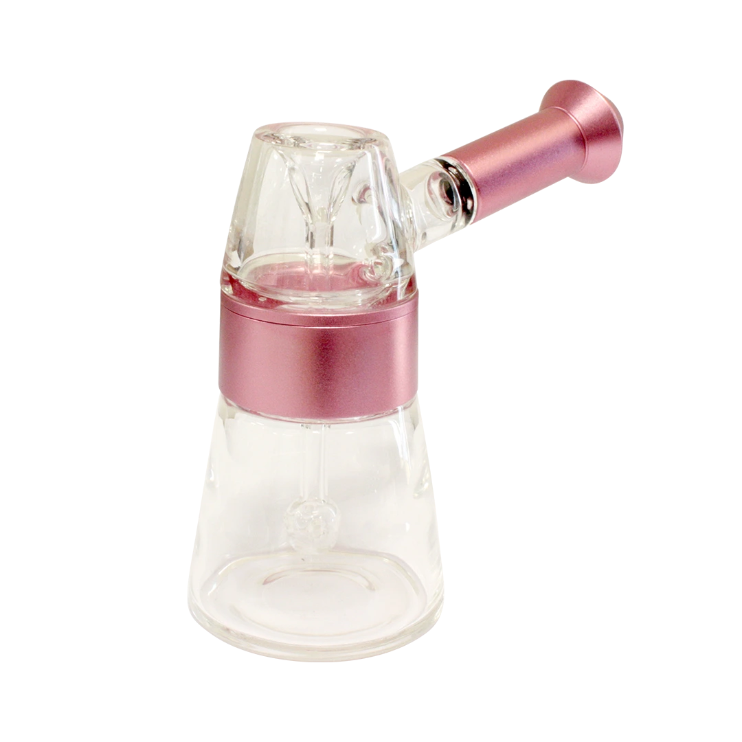 Plumes Centre Piece Glass & Aluminium Bubbler Pink 10cm