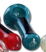 Black Leaf Glass Spoon Pipe 80mm - Plumes