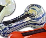 Black Leaf Glass Spoon Pipe 80mm - Plumes