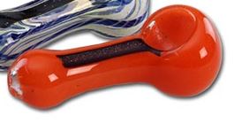 Black Leaf Glass Spoon Pipe 80mm - Plumes