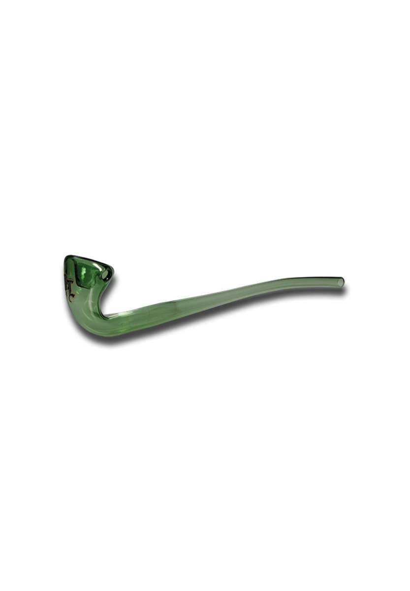 Green glass Black Leaf Gandalf pipe on a white background