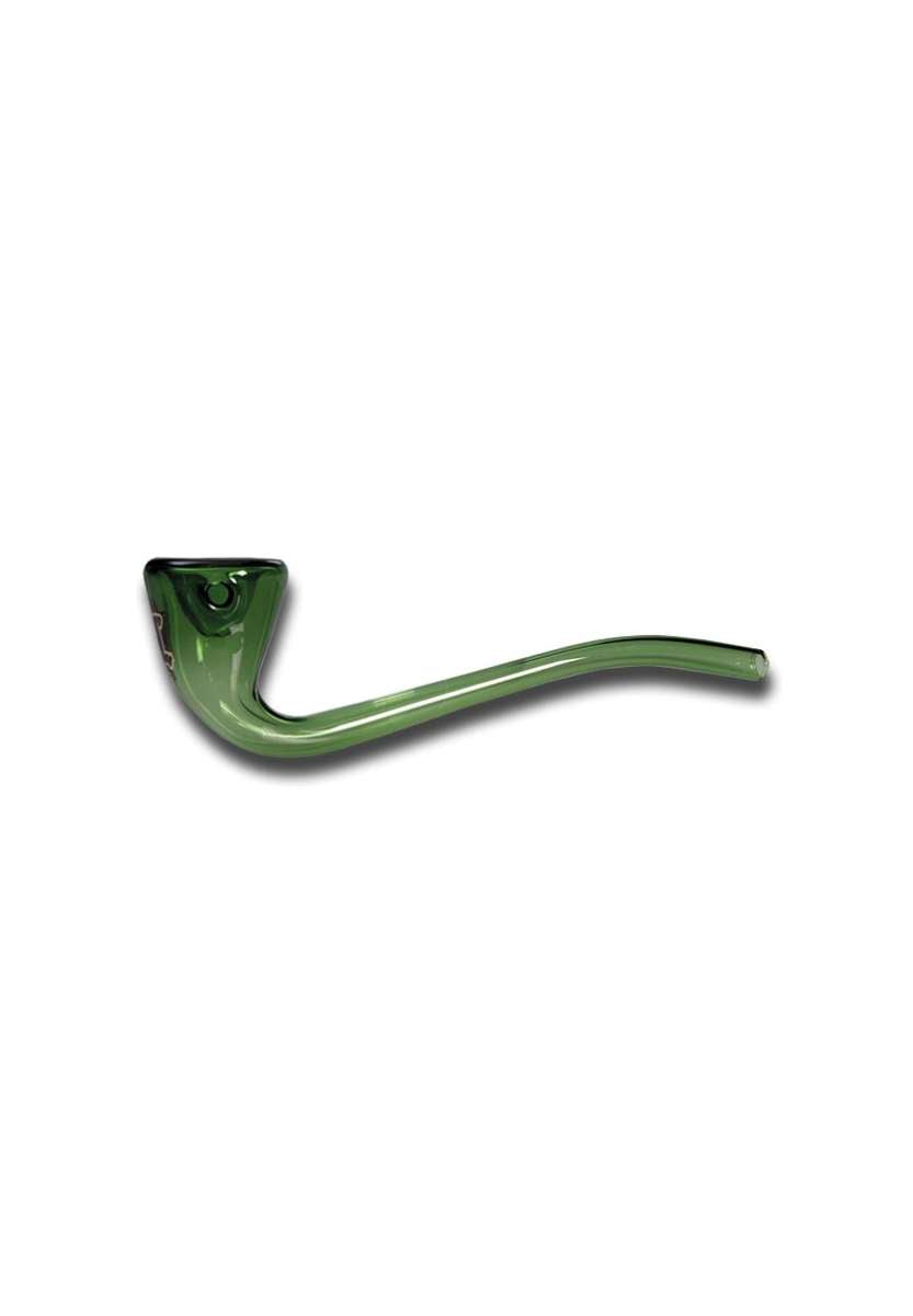 Black Leaf Gandalf Green glass pipe on a white background