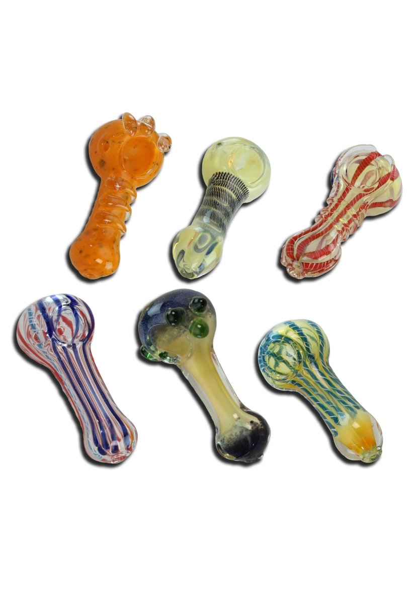 Black Leaf Glass Spoon Pipe 90 - 105mm - Plumes