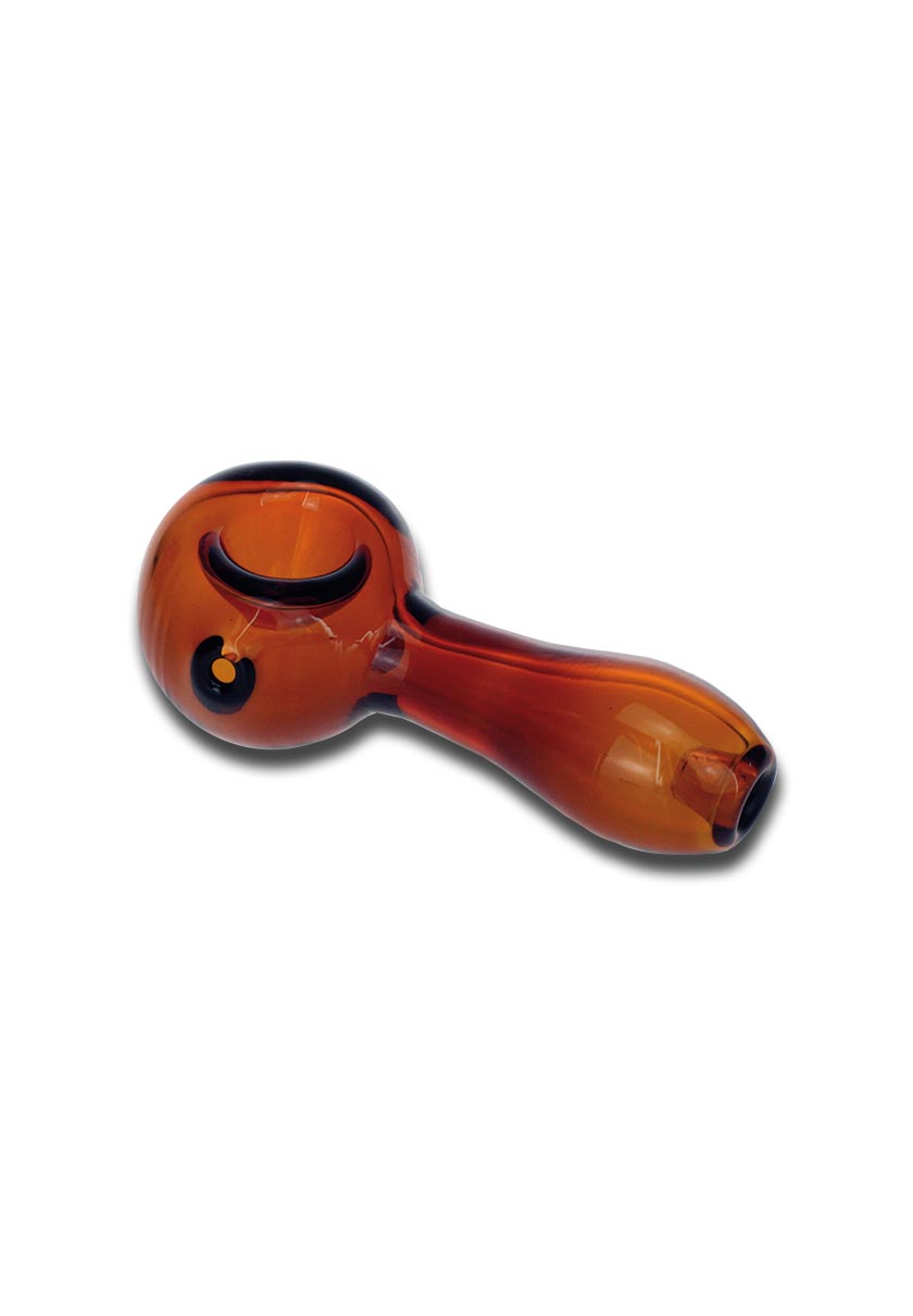 Black Leaf Glass Pipe Amber 90mm