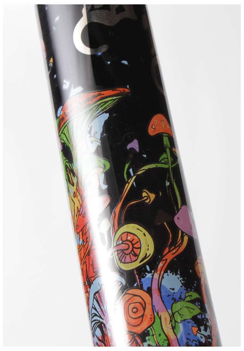 Colorful abstract design on a black bong on a background