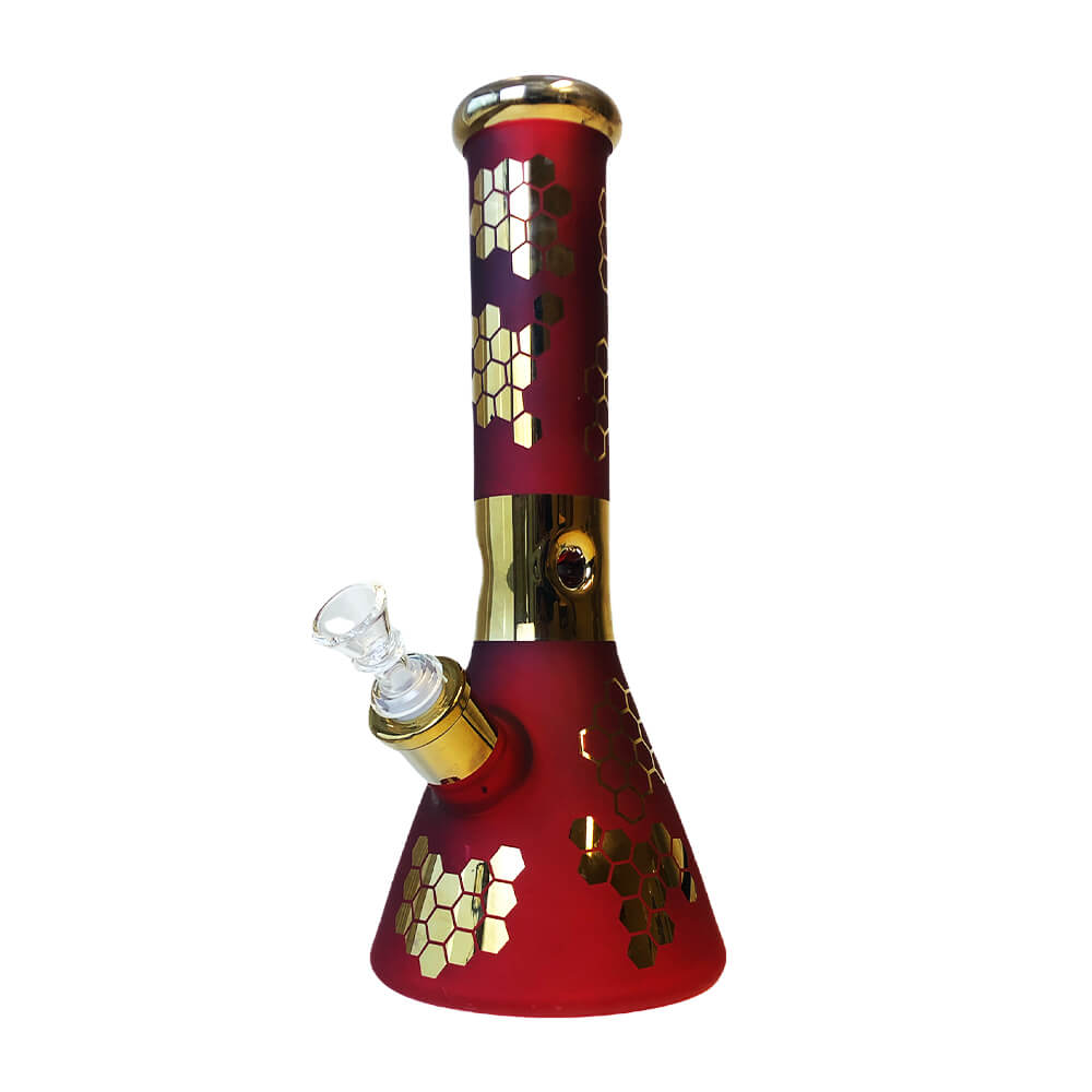 Black Sheep Red Bee Hexagon Triple Thick Glass Bong 31cm