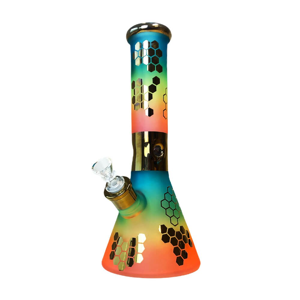 Black Sheep Rainbow Bee Hexagon Triple Thick Glass Bong 31cm