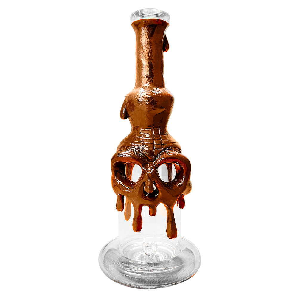 Black Sheep Handmade Skull Glass Clay Bong Brown 25cm