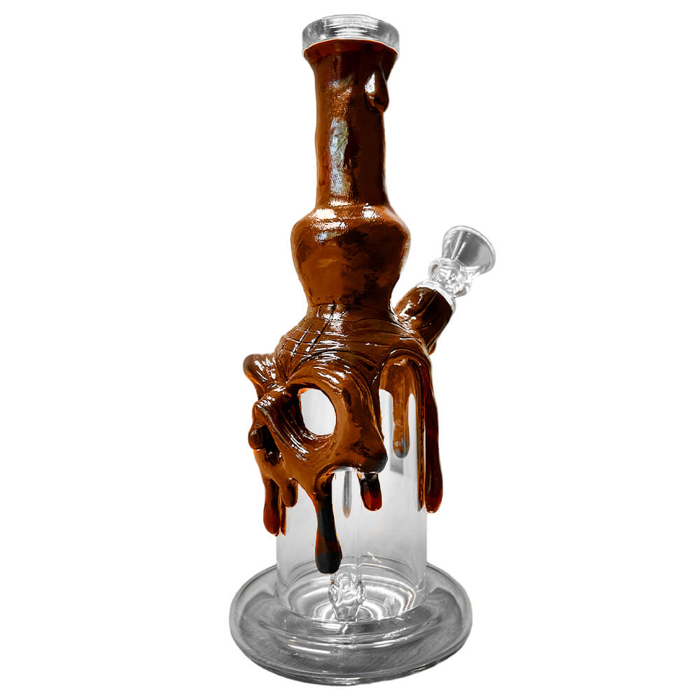 Black Sheep Handmade Skull Glass Clay Bong Brown 25cm