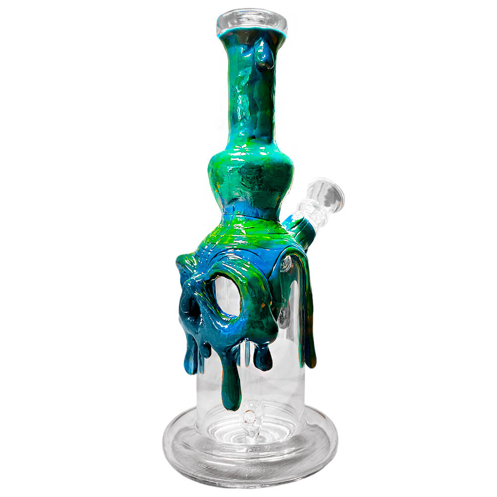 Black Sheep Handmade Skull Glass Clay Bong Blue 24cm