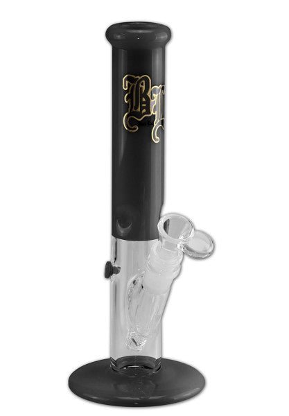 Black Leaf Cylinder Ice Bong ~26.8cm - Plumes