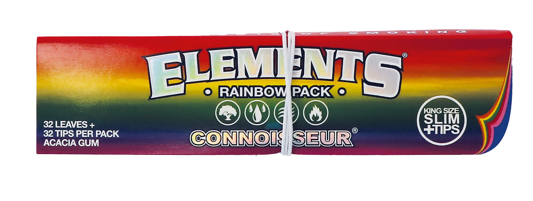 ELEMENTS Rainbow Connoisseur King Size Slim Rolling Paper + Tips