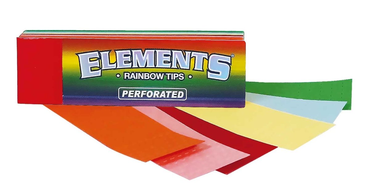 Elements Rooling Tips ELEMENTS Rainbow Perforated Rolling Tips – Box of 50 Packs – Plumes