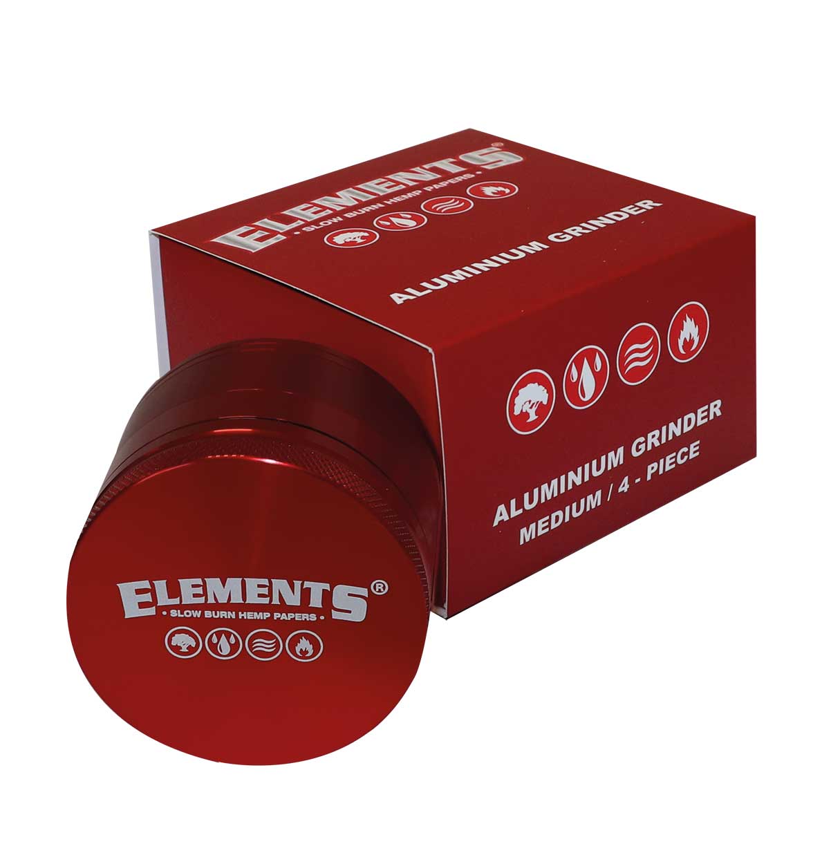 ELEMENTS Red Aluminium 4 Piece Grinder