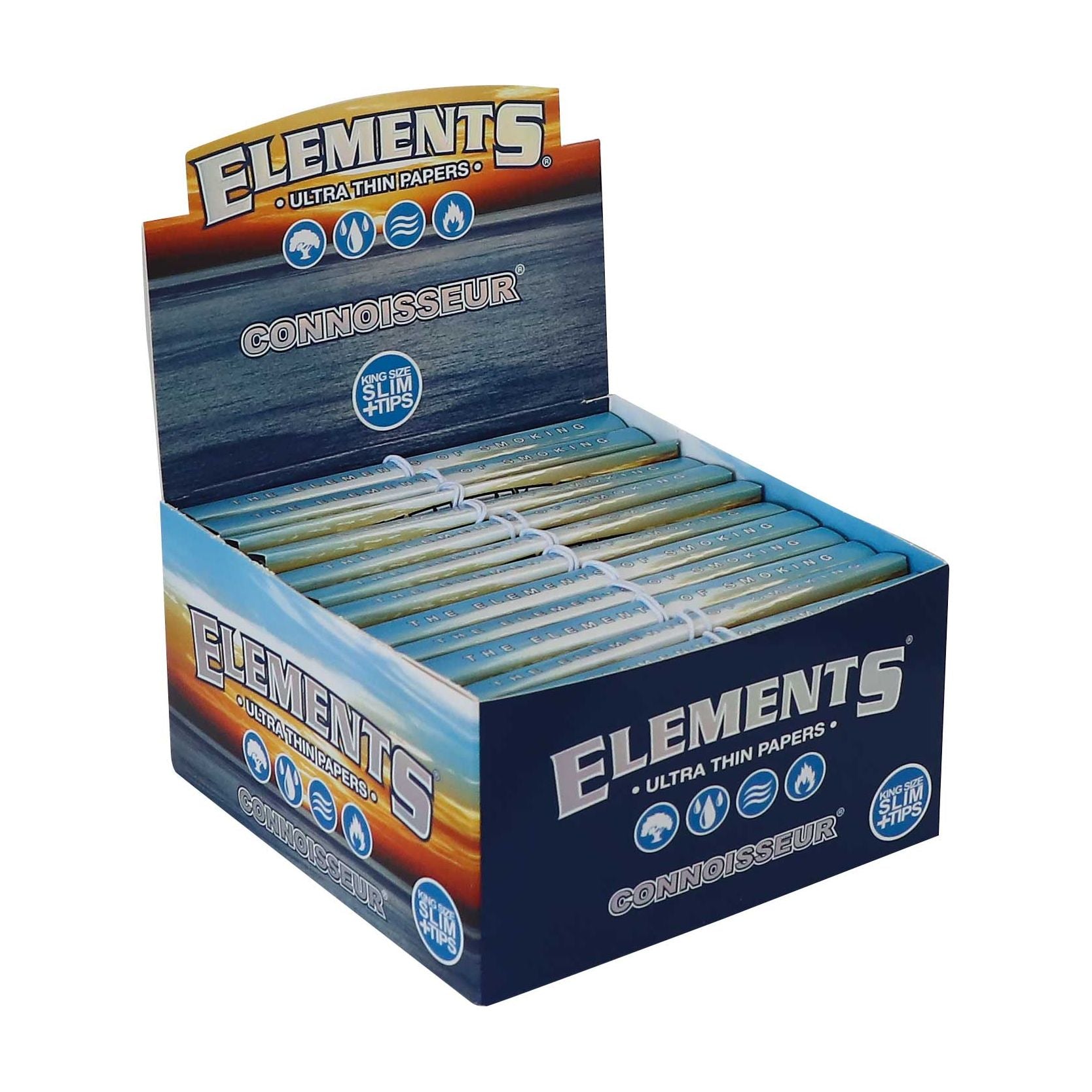 ELEMENTS Blue Rice Connoisseur King Size Slim Rolling Papers + Tips