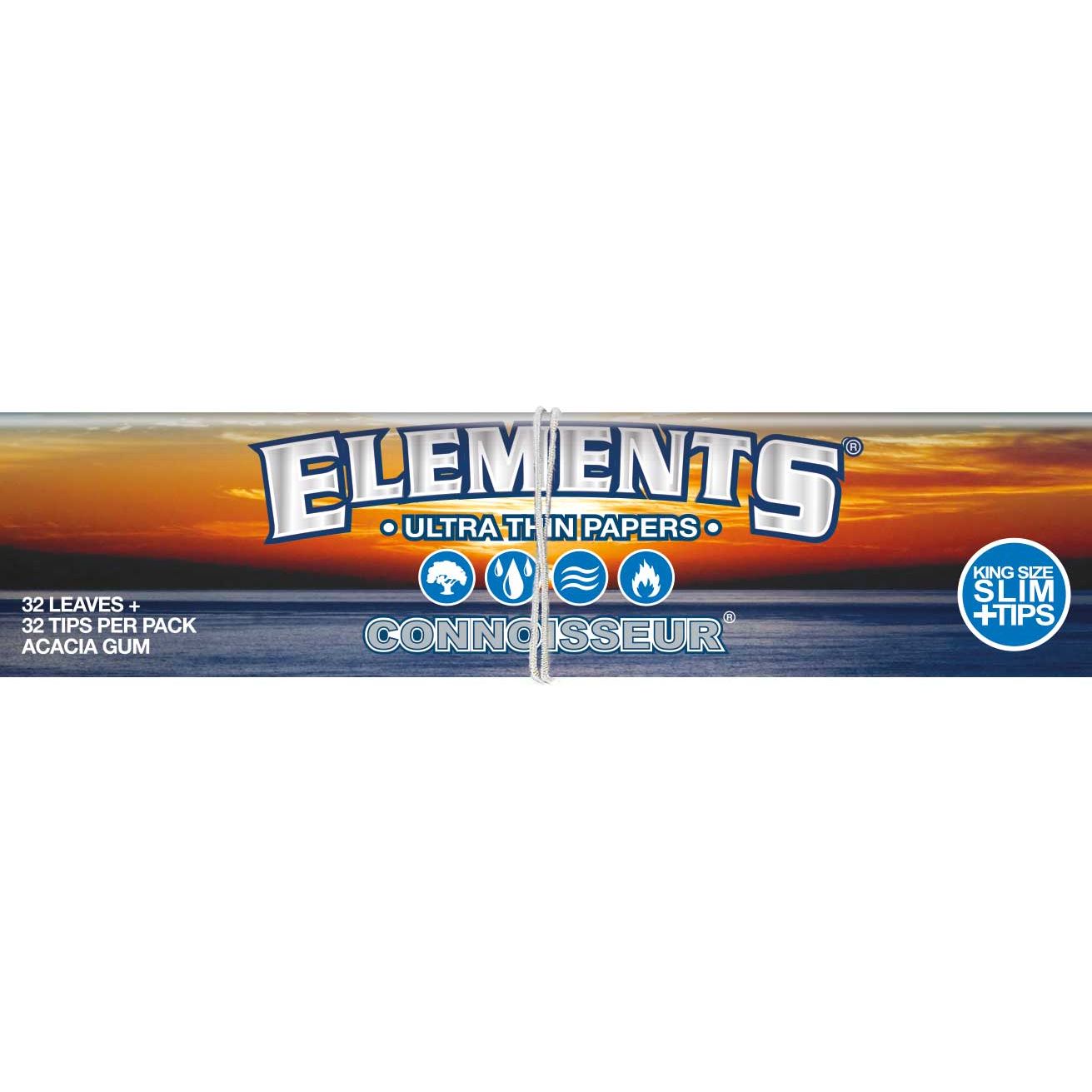 ELEMENTS Blue Rice Connoisseur King Size Slim Rolling Papers + Tips