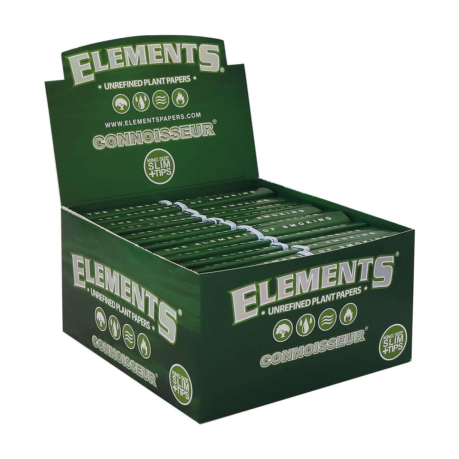 ELEMENTS Green Connoisseur King Size Slim Rolling Papers + Tips