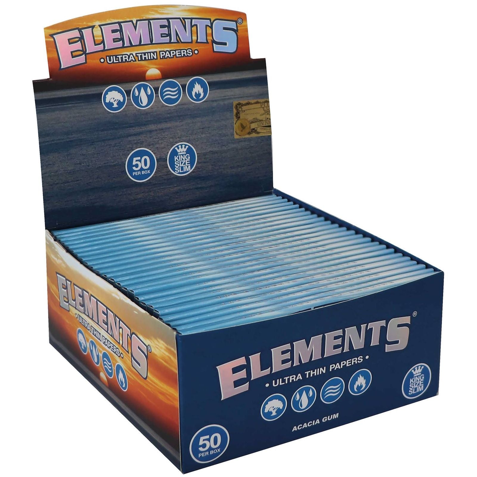 ELEMENTS Blue Rice King Size Slim Rolling Papers