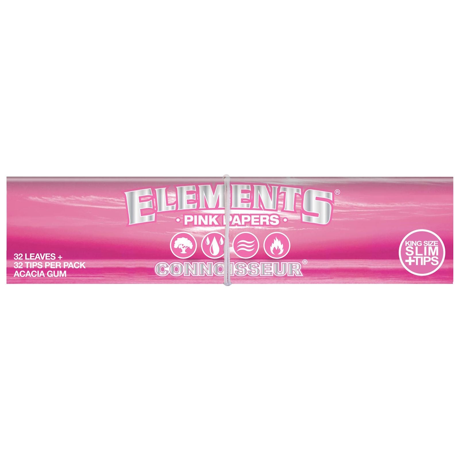 ELEMENTS Pink Connoisseur King Size Slim Rolling Papers + Tips