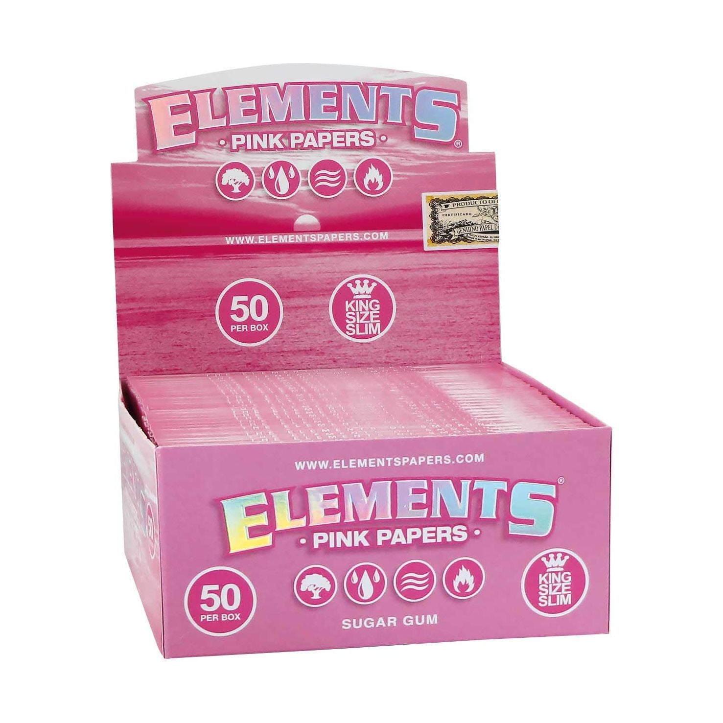 ELEMENTS Pink King Size Slim Rolling Papers