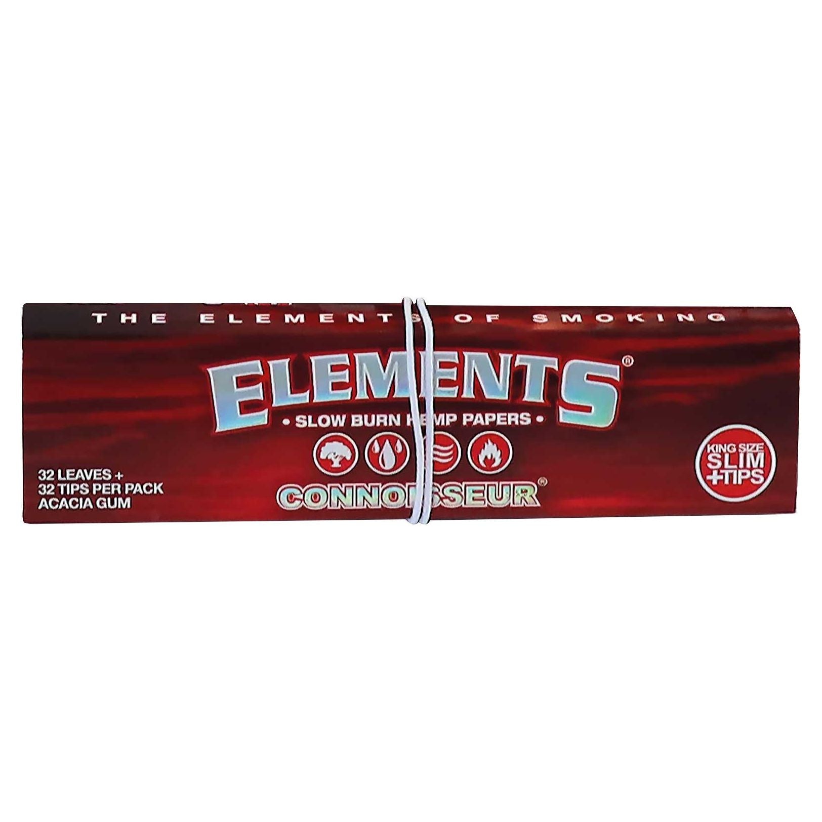 ELEMENTS Red Hemp Connoisseur King Size Slim Rolling Papers + Tips