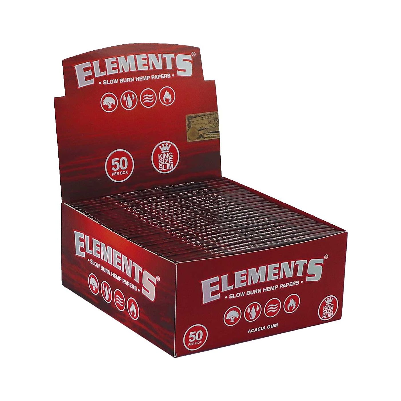 ELEMENTS Red Hemp King Size Slim Rolling Papers