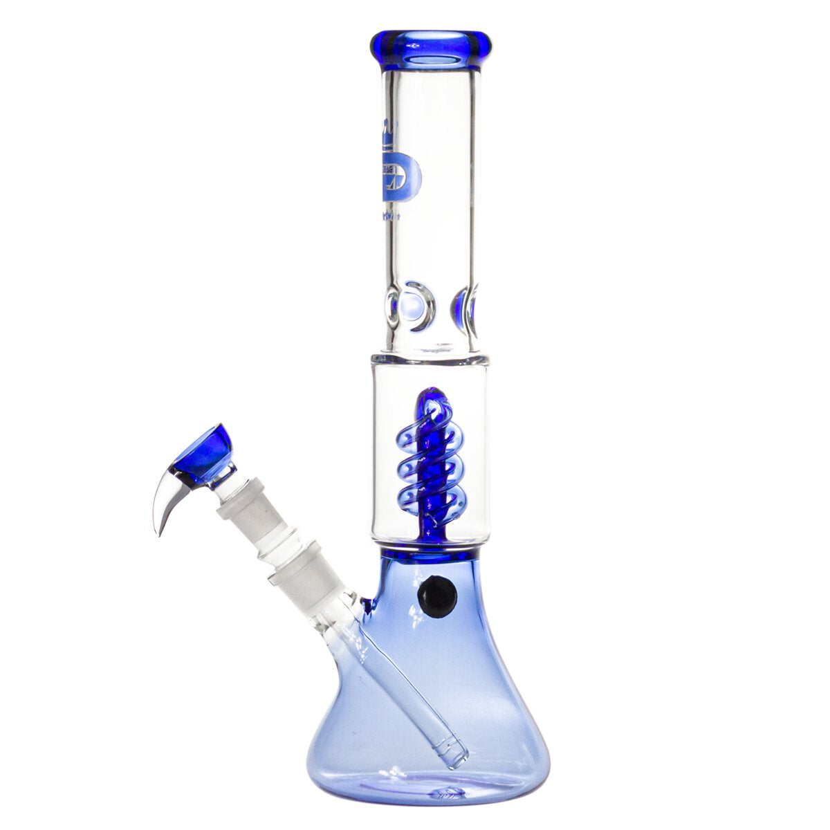 Grace Glass Small Boy Blue Beaker Spiral Perc Bong 34cm