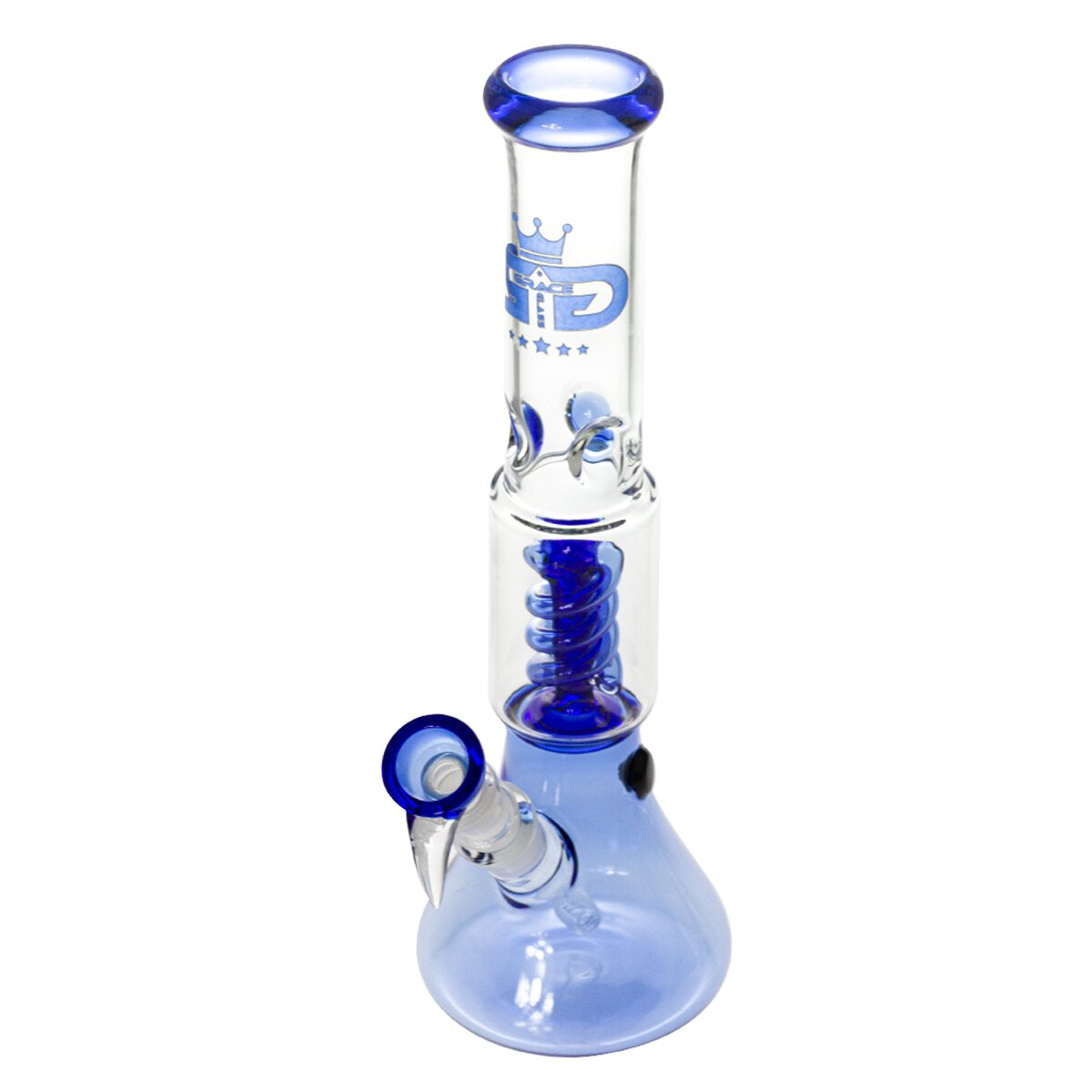 Grace Glass Small Boy Blue Beaker Spiral Perc Bong 34cm