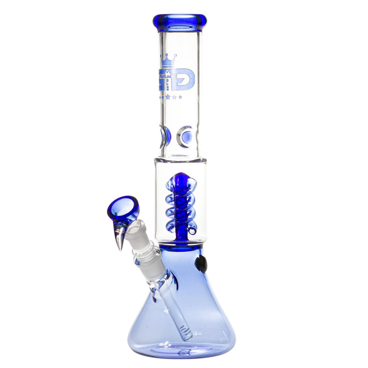 Grace Glass Small Boy Blue Beaker Spiral Perc Bong 34cm