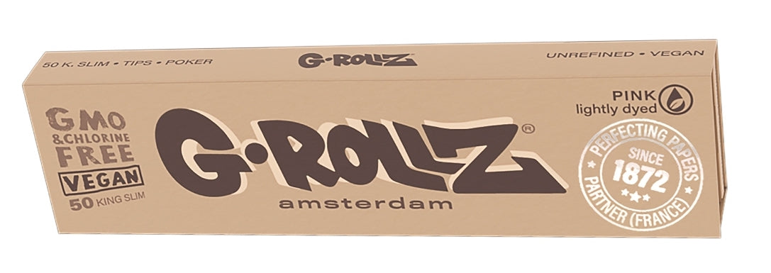 G-Rollz Unbleached Extra Thin King Size Rolling Papers + Tips