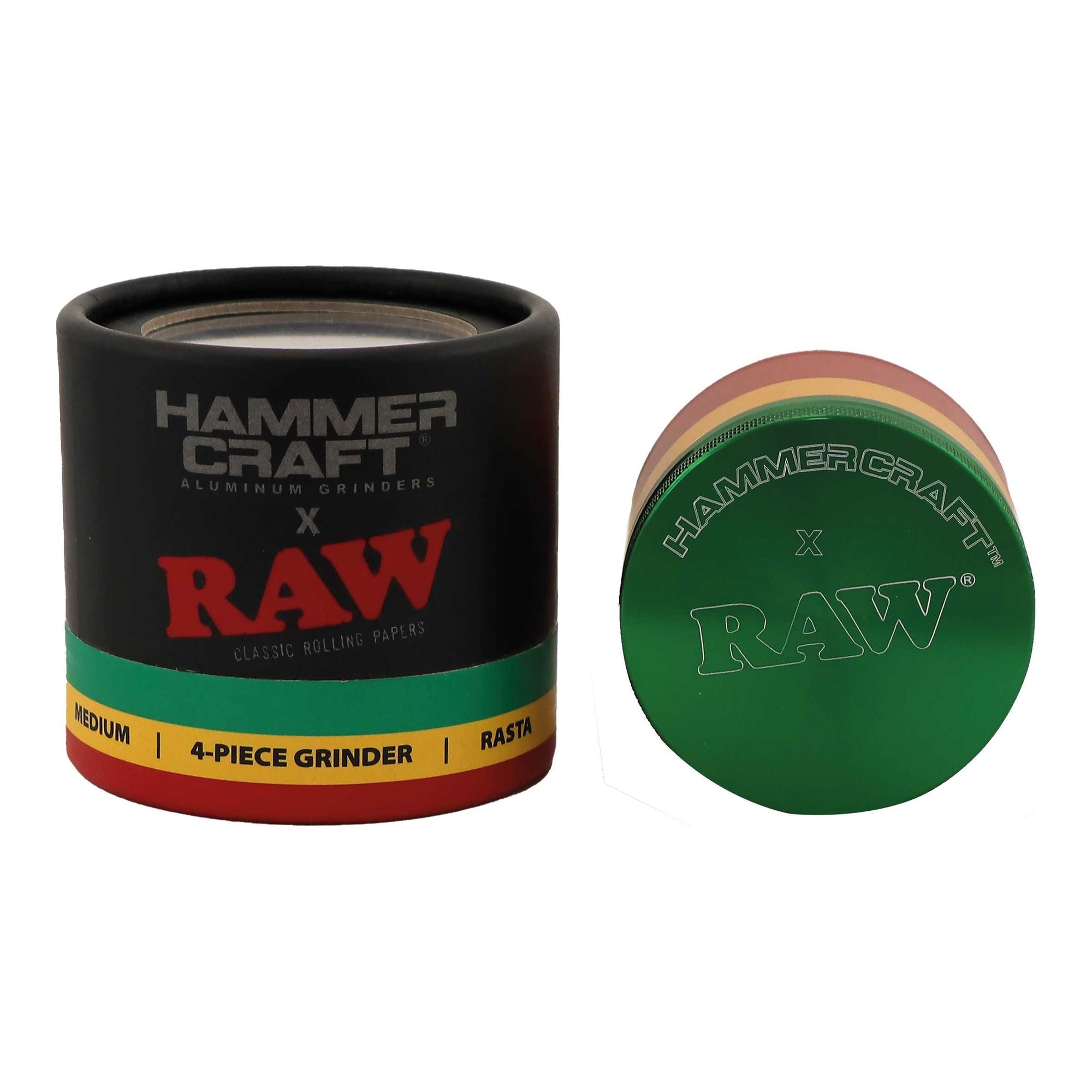 Hammercraft X RAW 4 Part Aluminium Grinder Rasta