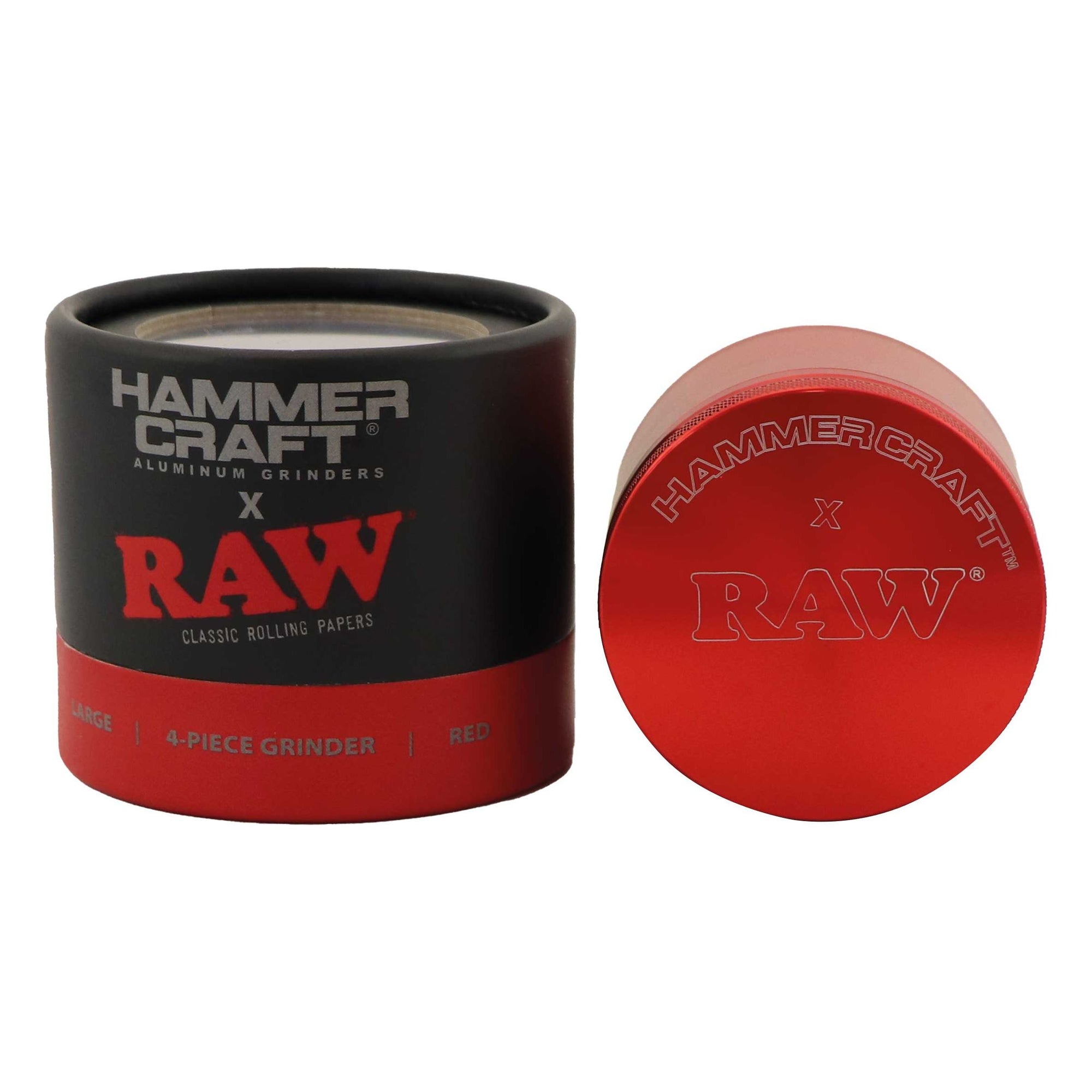 Hammercraft X RAW 4 Part Aluminium Grinder Red