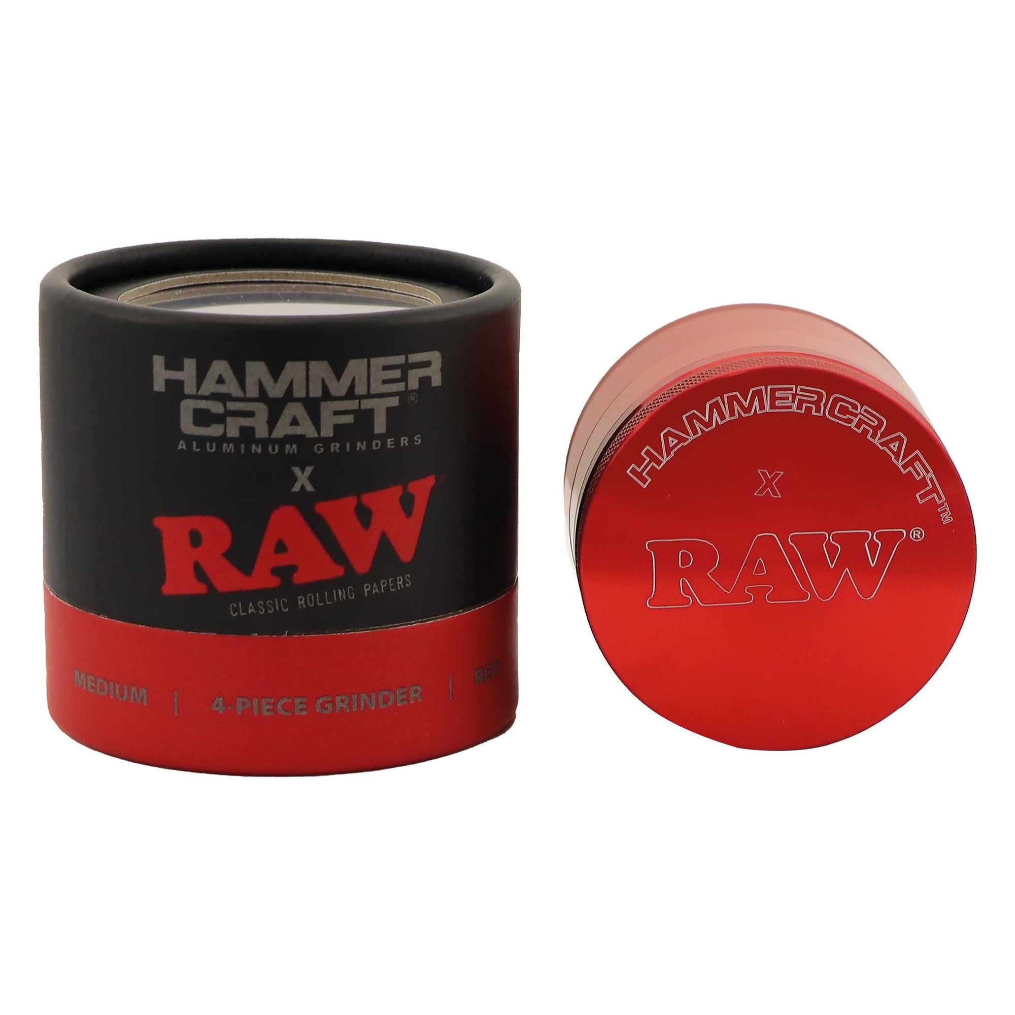 Hammercraft X RAW 4 Part Aluminium Grinder Red