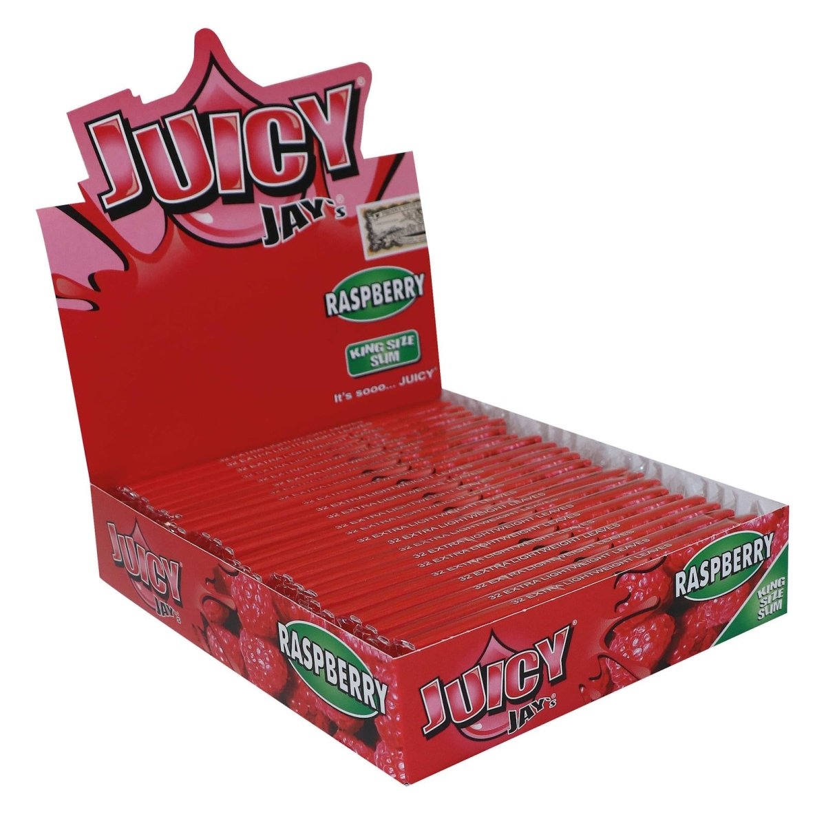 Juicy Jay's Raspberry King Size Slim Rolling Papers - Plumes
