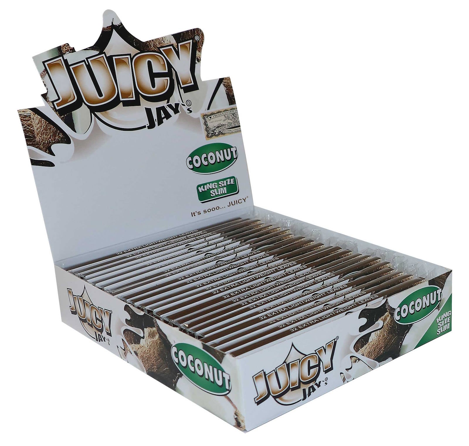 Juicy Jay's Coconut King Size Slim Rolling Papers - 32 Leaves