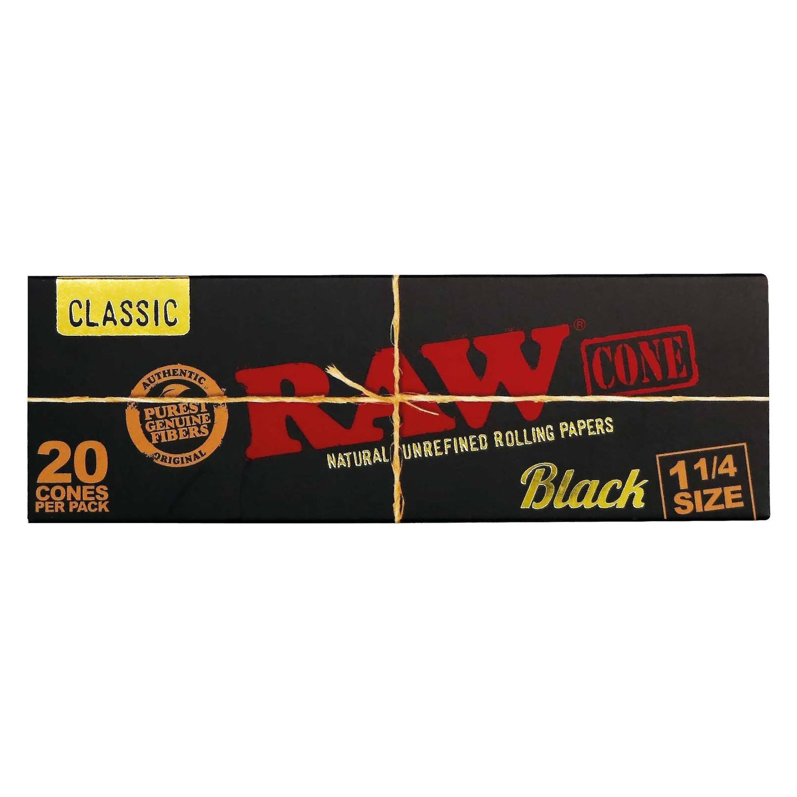 RAW Black Pre-Rolled Cones 1-1/4 20 Pack