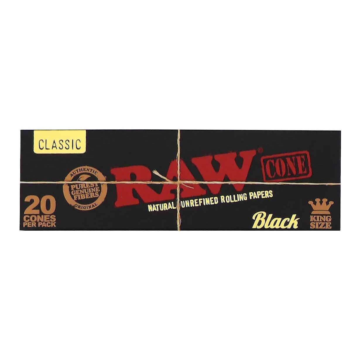 RAW Black Pre-Rolled Cones King Size 20 Pack