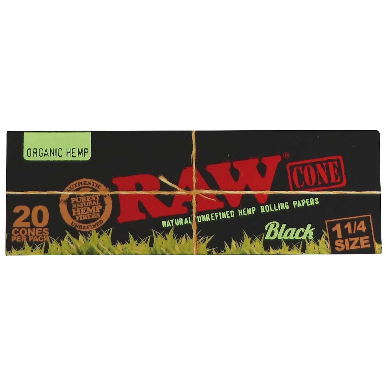 RAW Black Organic Hemp Pre-Rolled Cones 1-1/4 20 Pack