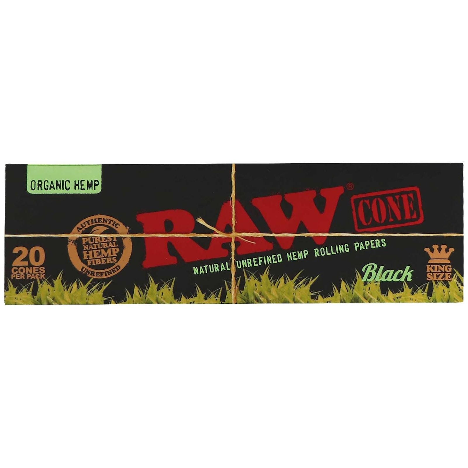 RAW Black Organic Hemp Pre-Rollled Cones King Size 20 Pack