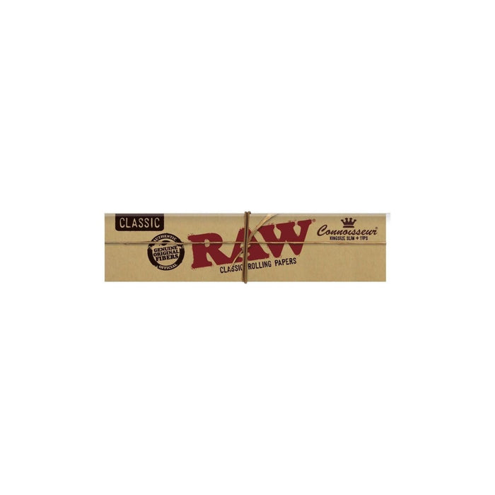 RAW Classic Connoisseur King Size Slim Rolling Papers + Tips - Plumes