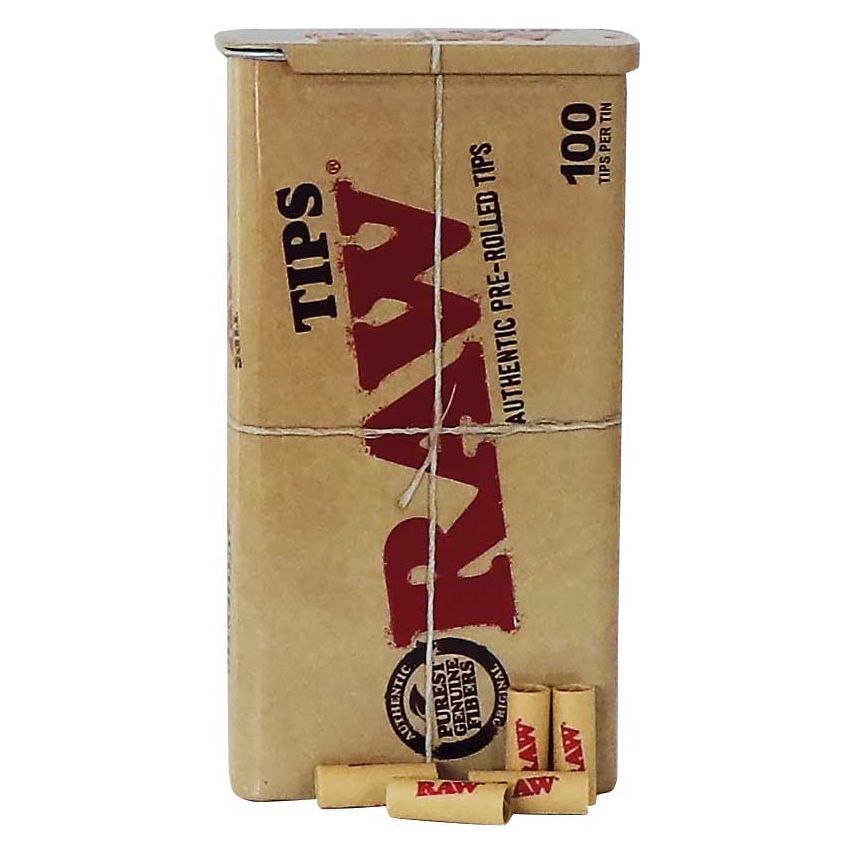 RAW Pre-Rolled Tips + Metal Tin Case 100 Tips