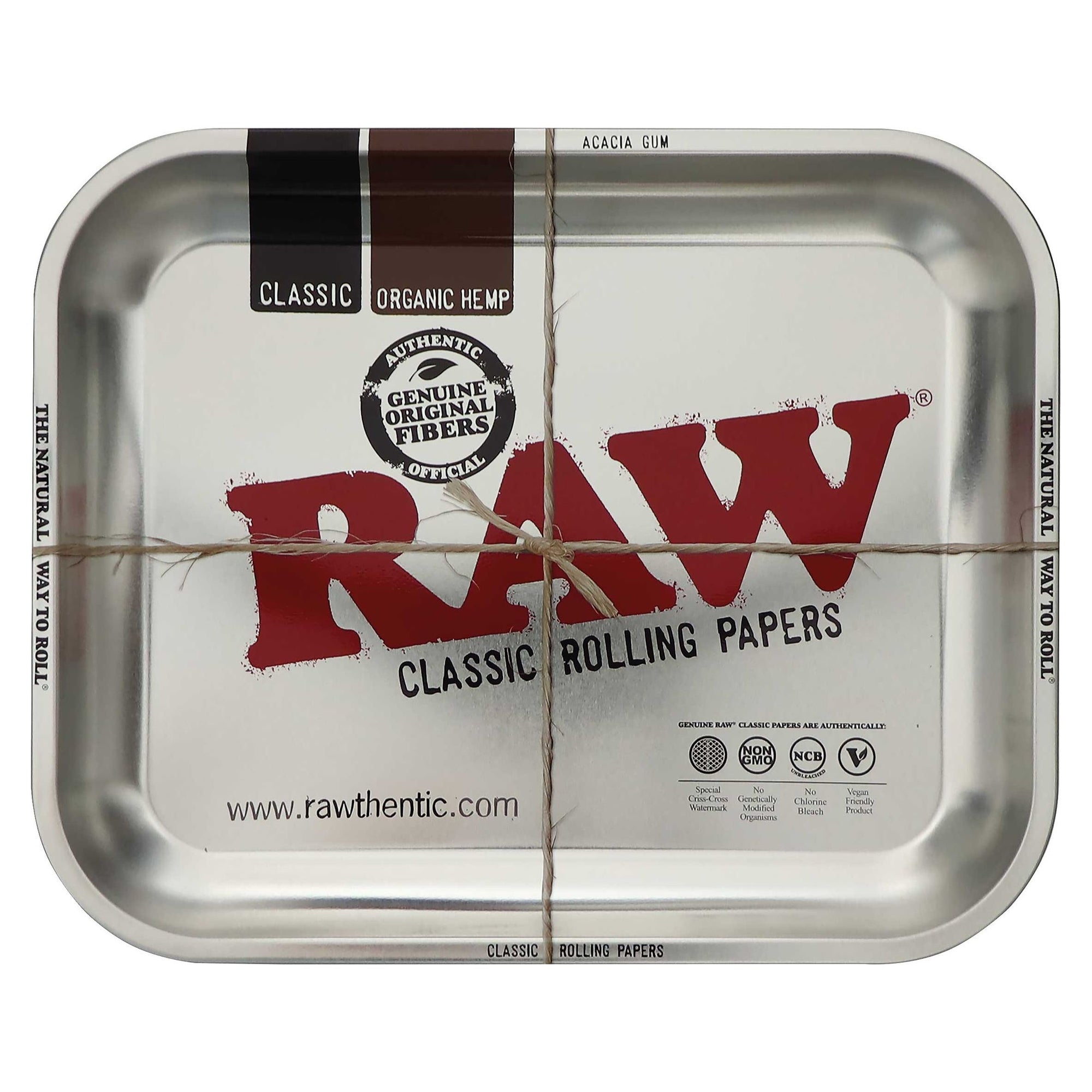 RAW Metallic Silver Metal Rolling Tray Large