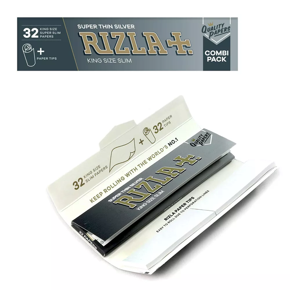 Rizla Silver King Size Slim Rolling Papers with Tips