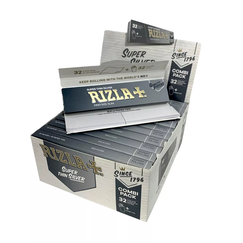 Rizla Silver King Size Slim Rolling Papers with Tips