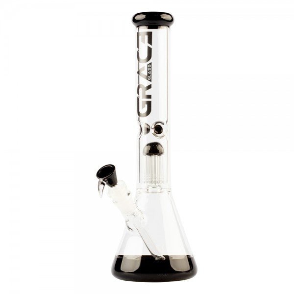 Grace Glass Limited Edition Black Percolator Beaker Bong - Plumes