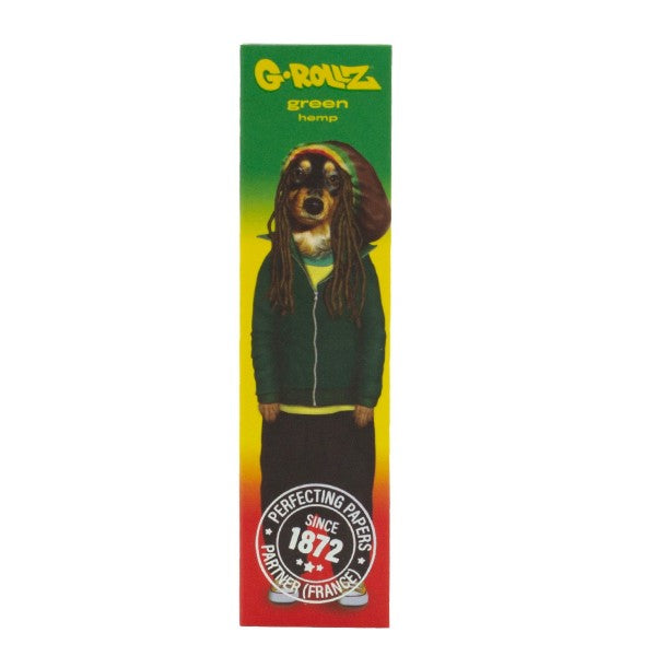G-Rollz Pets Rock 'Reggae' Green Hemp Slim Paper + Tips