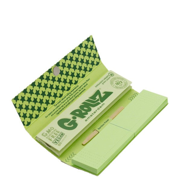 G-Rollz Pets Rock 'Reggae' Green Hemp Slim Paper + Tips