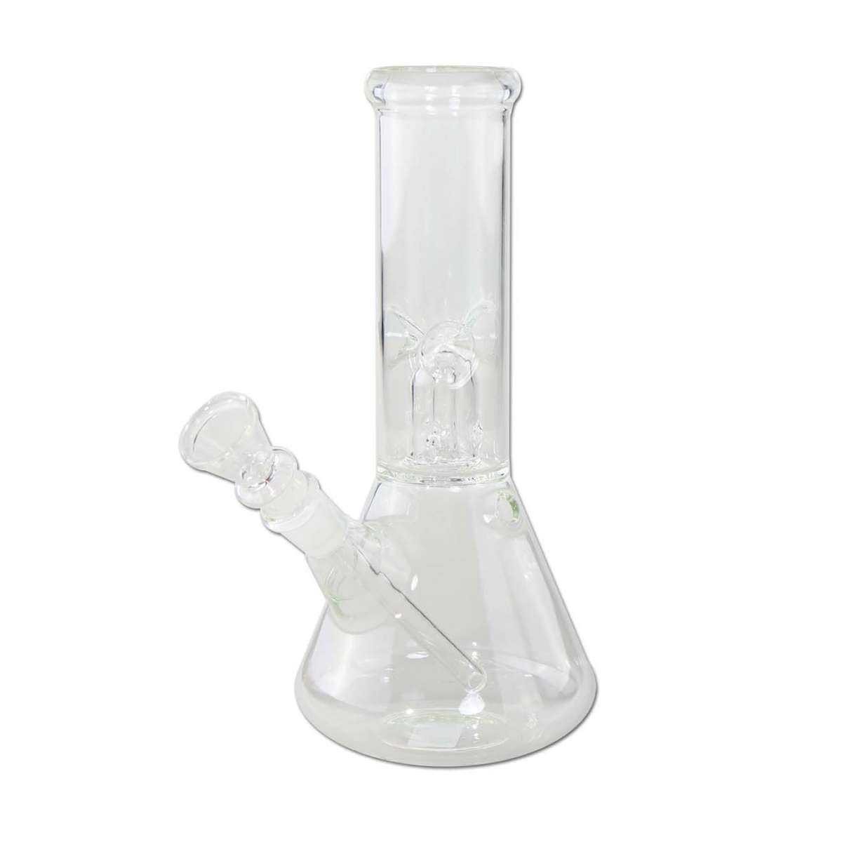 Clear glass water bong on a white background