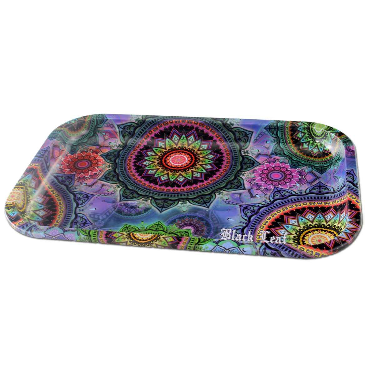 Black Leaf MANDALA Rolling Tray - Plumes